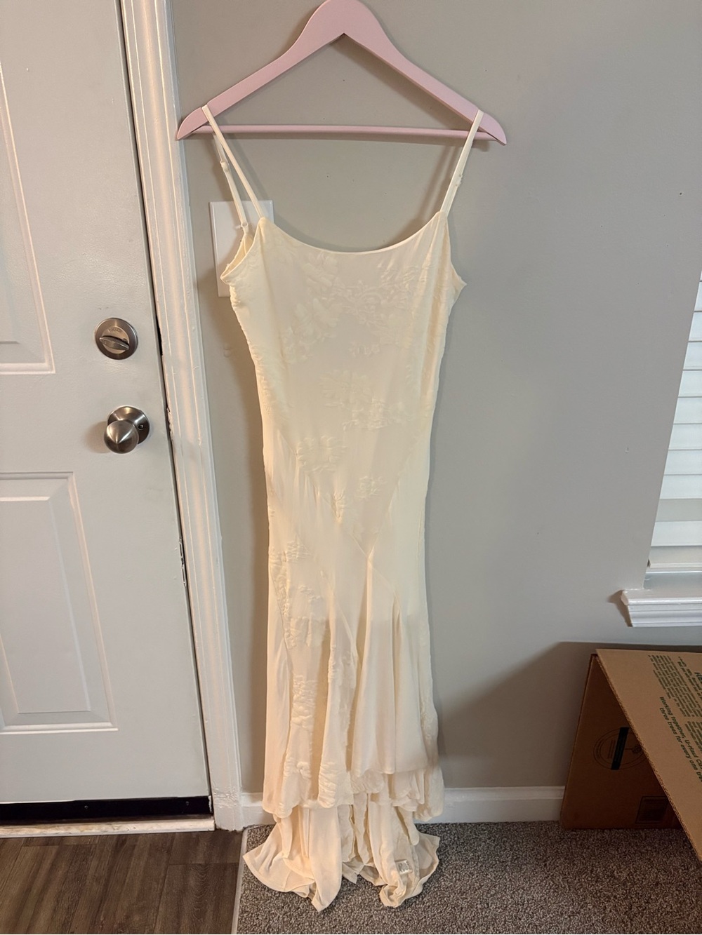 Ivory Satin Slip Dress with Delicate Straps